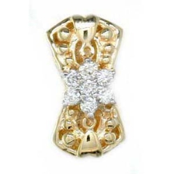 B963 14K FILIGREE SLIDE WITH 7 DIAMOND FLOWER CTR 